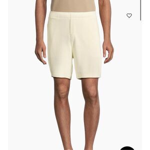 Vince $165 Bouclé Stretch Cotton Shorts Bone Elastic Waist Pull On Men XL NEW